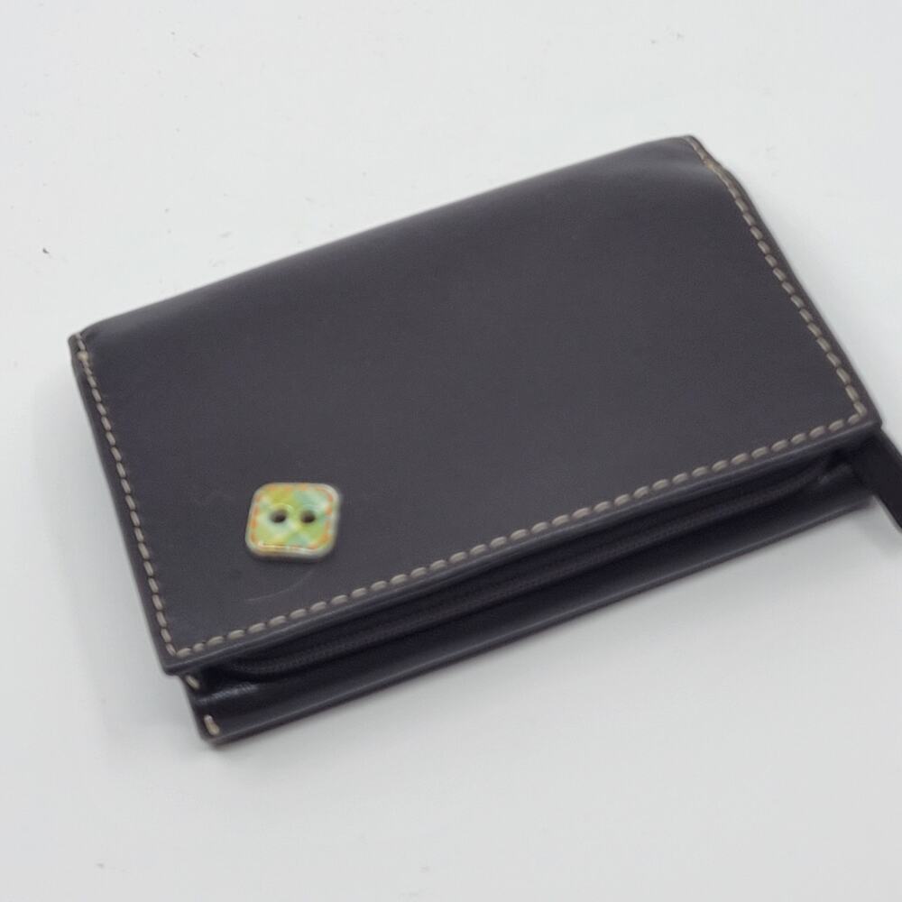 Vintage Beautiful genuine leather women's bifold wallet. Dark Brown